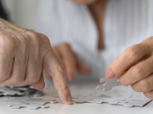 Hands with a puzzle