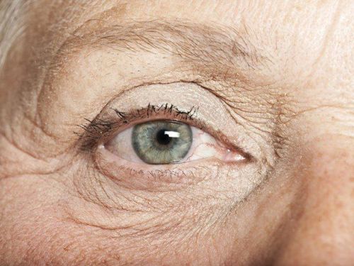 close up of an elderly woman's eye