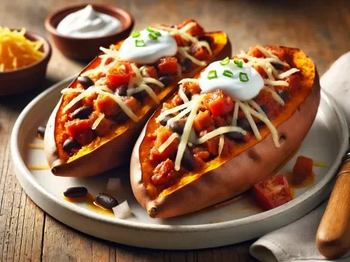 Dall-E generated image of stuffed sweet potatoes