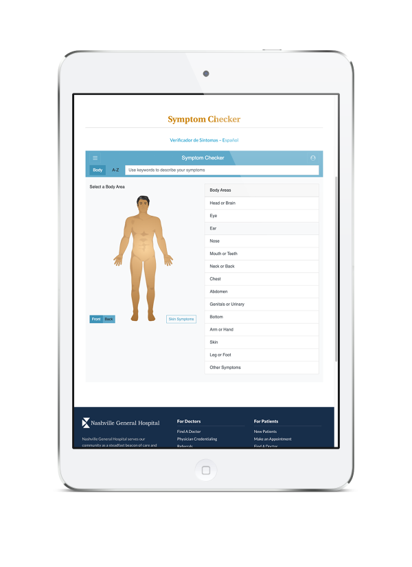 symptom checker on an ipad