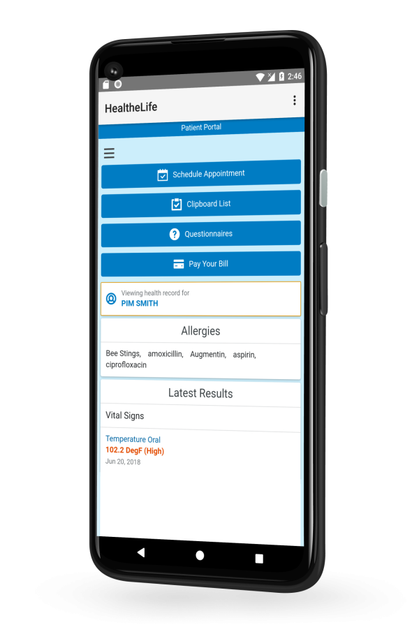 HealtheLife app on an iOs device