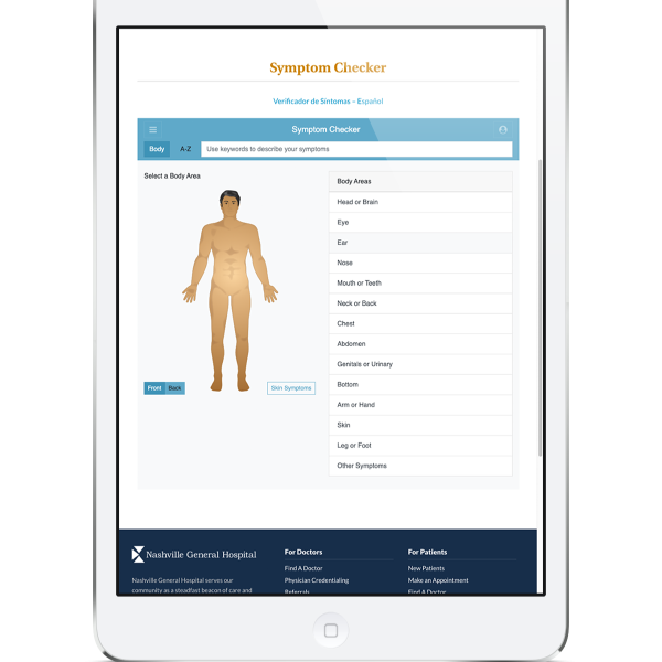 symptom checker on an ipad