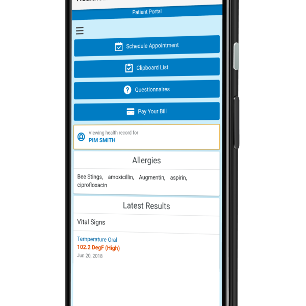 HealtheLife app on an iOs device