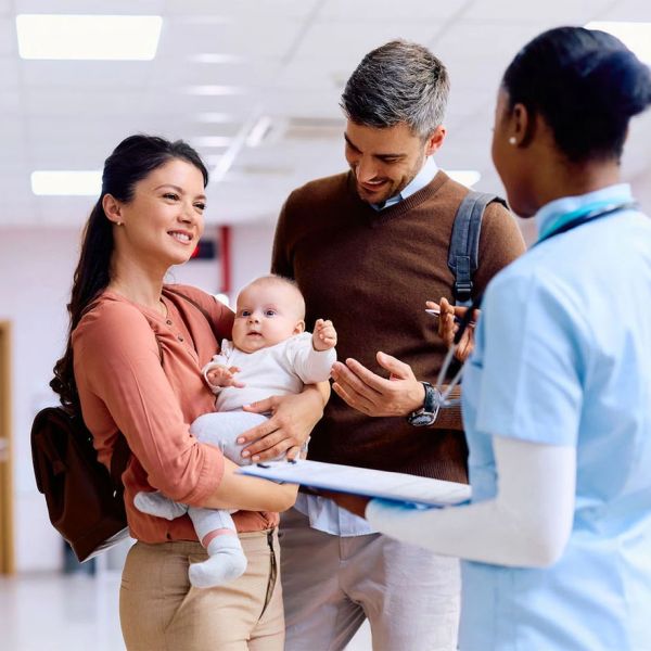 Family with newborn baby